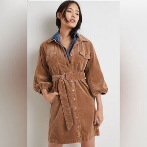 Pilcro Anthropologie Brown Corduroy Mini Shirt Dress, corduroy shacket 2 NWT